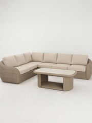 Royalcraft Beige BORA 4 Seater Garden Rattan Lounging Set with Coffee Table - Image 5 of 7