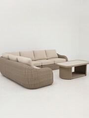 Royalcraft Beige BORA 4 Seater Garden Rattan Lounging Set with Coffee Table - Image 6 of 7