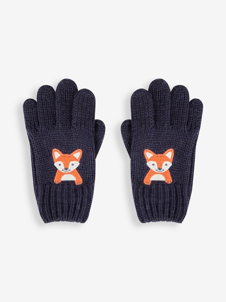 JoJo Maman Bébé Indigo Fox Appliqué Gloves - Image 1 of 5