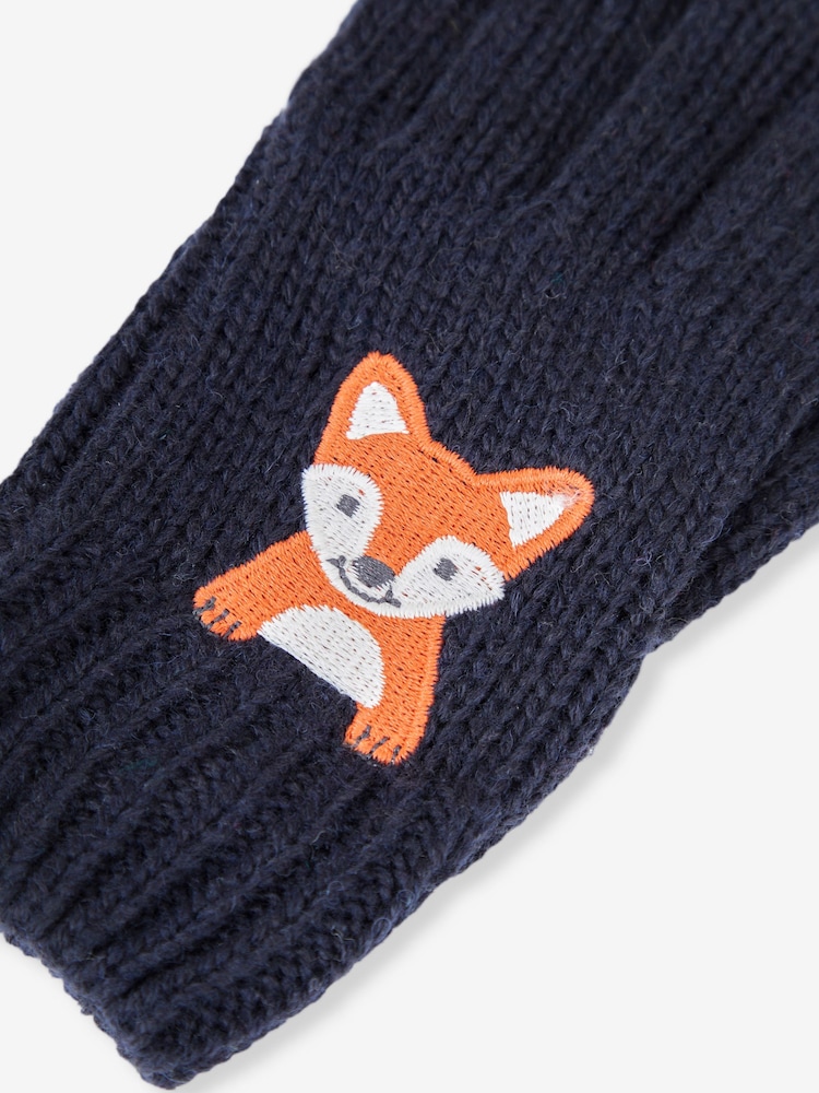 JoJo Maman Bébé Indigo Fox Appliqué Gloves - Image 3 of 5