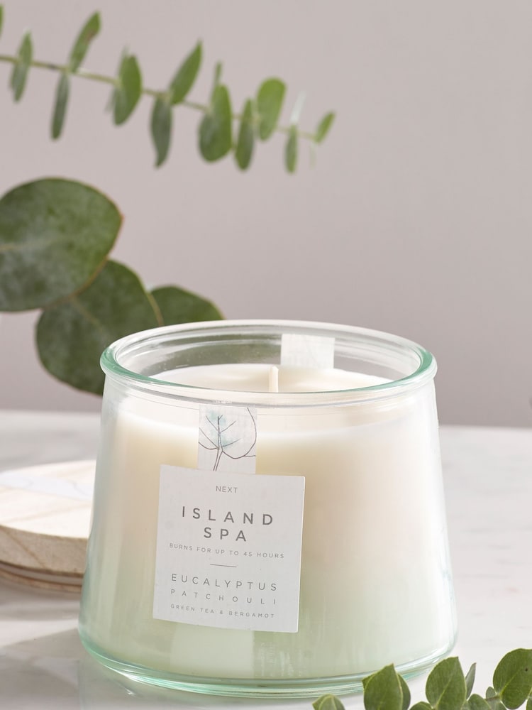 Teal Blue Island Spa Large Scented Candle - Image 2 of 3