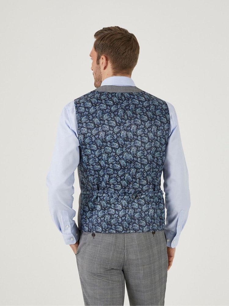 Skopes Grey Buxton Check Tailored Fit Suit Waistcoat - Image 2 of 4 Skopes Grey Buxton Check Tailored Fit Suit Waistcoat - Image 2 of 4
