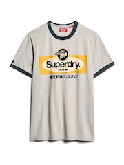 Superdry Stone Beige Marl Ringer Workwear Graphic T-Shirt - Image 4 of 6