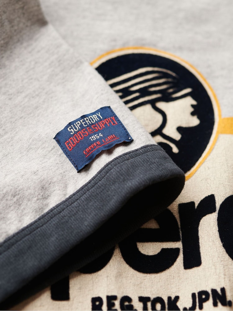 Superdry Stone Beige Marl Ringer Workwear Graphic T-Shirt - Image 6 of 6