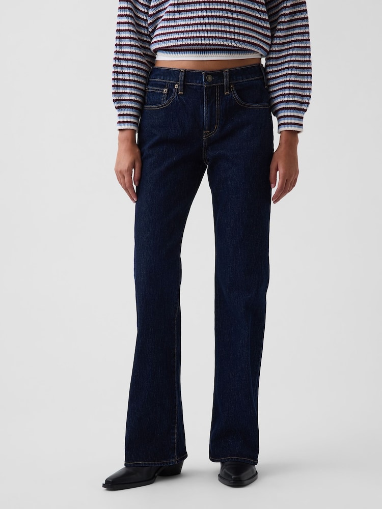 Gap Dark Indigo Wash Mid Rise Relaxed Flare Jeans - Image 1 of 5