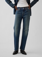 Gap Dark Wash Mid Rise Relaxed Straight Jeans - Image 1 of 6