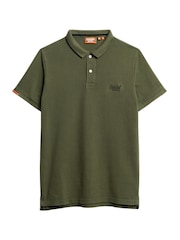 Superdry Destroy Army Khaki Vint Destroy 100% Cotton Polo Shirt - Image 1 of 3