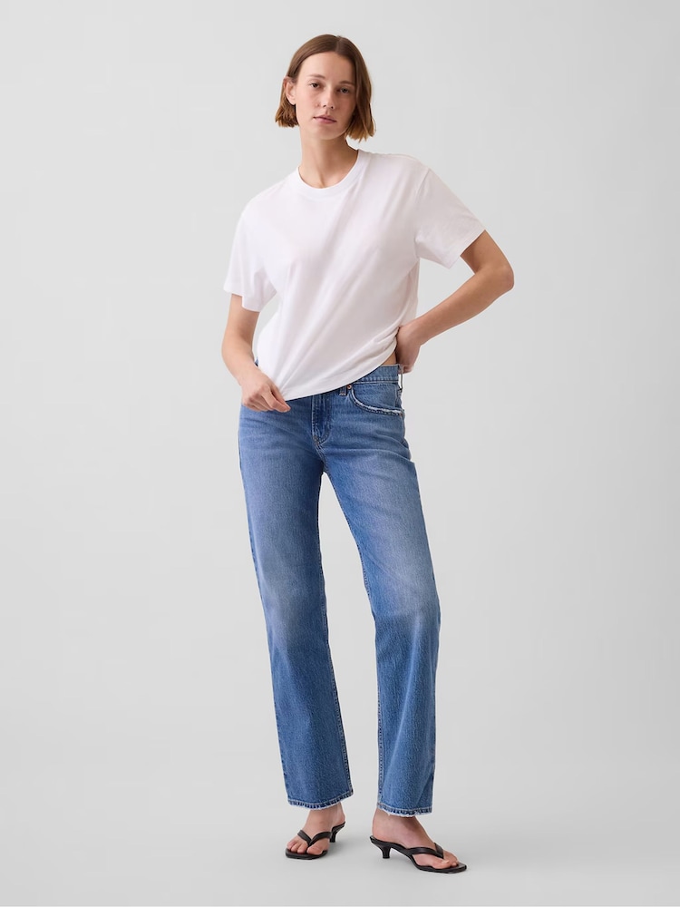 Gap Medium Wash Mid Rise Relaxed Straight Jeans - Image 2 of 5 Gap Medium Wash Mid Rise Relaxed Straight Jeans - Image 2 of 5