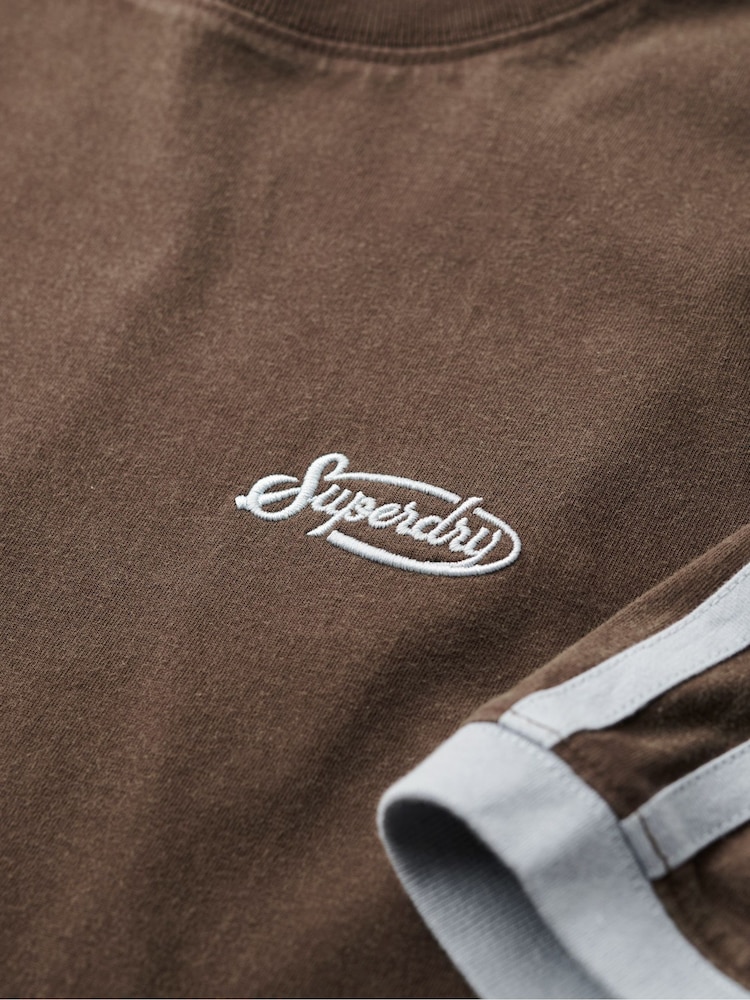 Superdry Bracken Brown 100% Cotton Essential Logo Retro T-Shirt - Image 5 of 5 Superdry Bracken Brown 100% Cotton Essential Logo Retro T-Shirt - Image 5 of 5