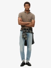 Superdry Destroy Morel Brown Vint Destroy 100% Cotton Polo Shirt - Image 2 of 5