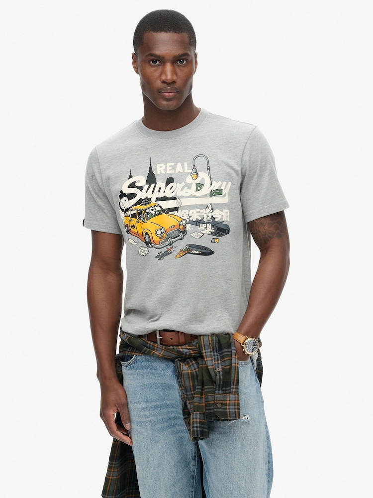 Superdry Grey New York VL Graphic T-Shirt - Image 1 of 5
