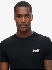 Superdry Black Dark Essential Logo Embroidery T-Shirt - Image 3 of 5