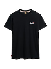 Superdry Black Dark Essential Logo Embroidery T-Shirt - Image 4 of 5