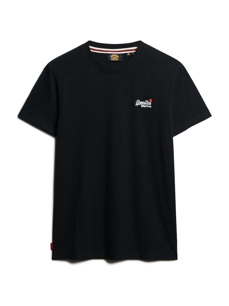 Superdry Black Dark Essential Logo Embroidery T-Shirt - Image 4 of 5