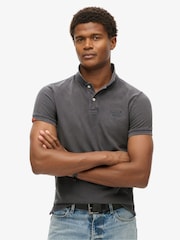 Superdry Destroy Graphic Black Vint Destroy 100% Cotton Polo Shirt - Image 1 of 5