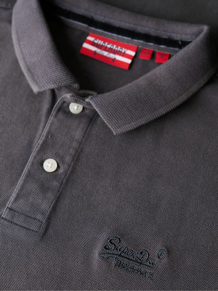 Superdry Destroy Graphic Black Vint Destroy 100% Cotton Polo Shirt - Image 5 of 5