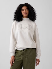 Gap Grey Brannan Bear VintageSoft Oversized Mock Neck Logo Sweatshirt - Image 1 of 6