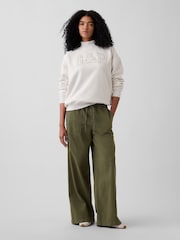 Gap Grey Brannan Bear VintageSoft Oversized Mock Neck Logo Sweatshirt - Image 3 of 6
