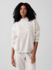 Gap Grey Brannan Bear VintageSoft Oversized Mock Neck Logo Sweatshirt - Image 4 of 6