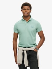 Superdry Destroy Tourmaline Blue Vint Destroy 100% Cotton Polo Shirt - Image 1 of 4