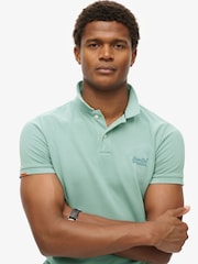 Superdry Destroy Tourmaline Blue Vint Destroy 100% Cotton Polo Shirt - Image 2 of 4