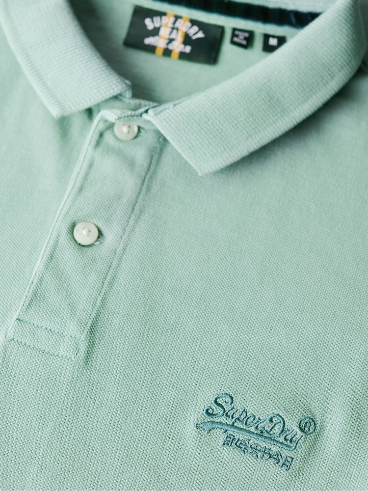 Superdry Destroy Tourmaline Blue Vint Destroy 100% Cotton Polo Shirt - Image 4 of 4
