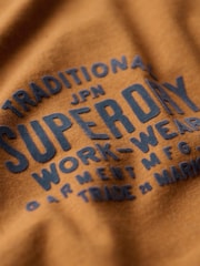 Superdry Dark Tobacco Marl Machined Goods Workwear T-Shirt - Image 5 of 6