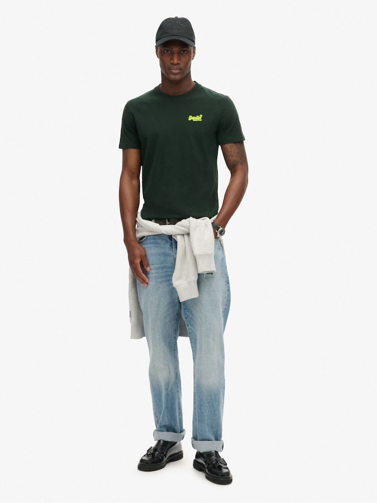 Superdry Forest Green Essential Logo Embroidery T-Shirt - Image 2 of 4