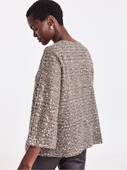 JD Williams Brown Sequin Kimono Sleeve Cardigan - Image 2 of 4