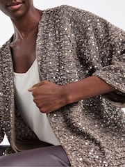 JD Williams Brown Sequin Kimono Sleeve Cardigan - Image 3 of 4