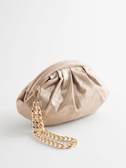 Gold Leather Snap Clutch Bag - Image 3 of 7