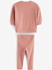 وردي - طقم من بلوفر وبنطلون ضيق مضلع (3 أشهر-7 سنوات) - صورة 5 من 7