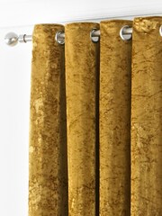Riva Paoletti Ochre Yellow Verona Crushed Velvet Eyelet Curtains - Image 1 of 4