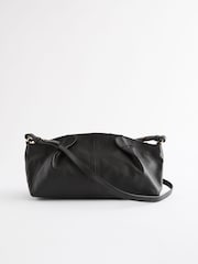 Schwarz - Plissierte Leder-Clutch mit Kette - Bild 5 von 8