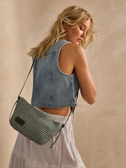 Blue Straw Cross-Body Bag - Image 1 of 9