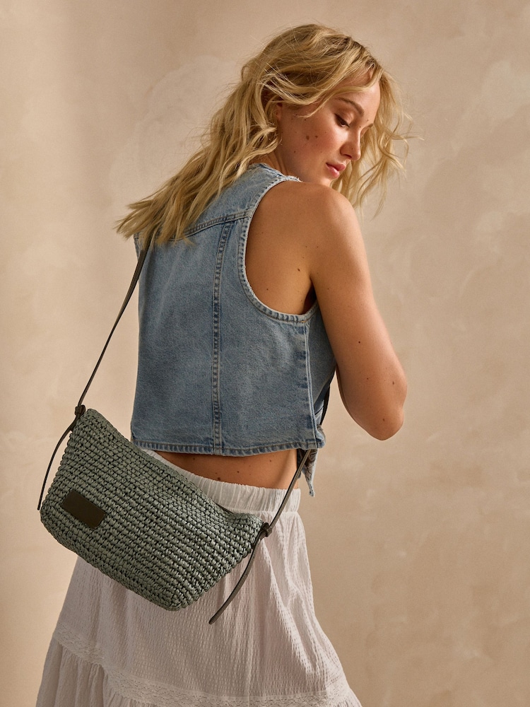 Blue Straw Cross-Body Bag - Image 1 of 9