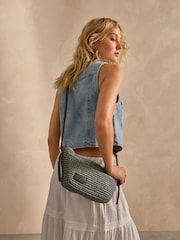 Blue Straw Cross-Body Bag - Image 3 of 9