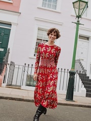 Boden Red Thea Long Sleeve Midi Dress - Image 1 of 6