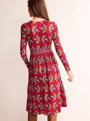 Boden Red Thea Long Sleeve Midi Dress - Image 3 of 6