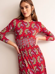 Boden Red Thea Long Sleeve Midi Dress - Image 5 of 6