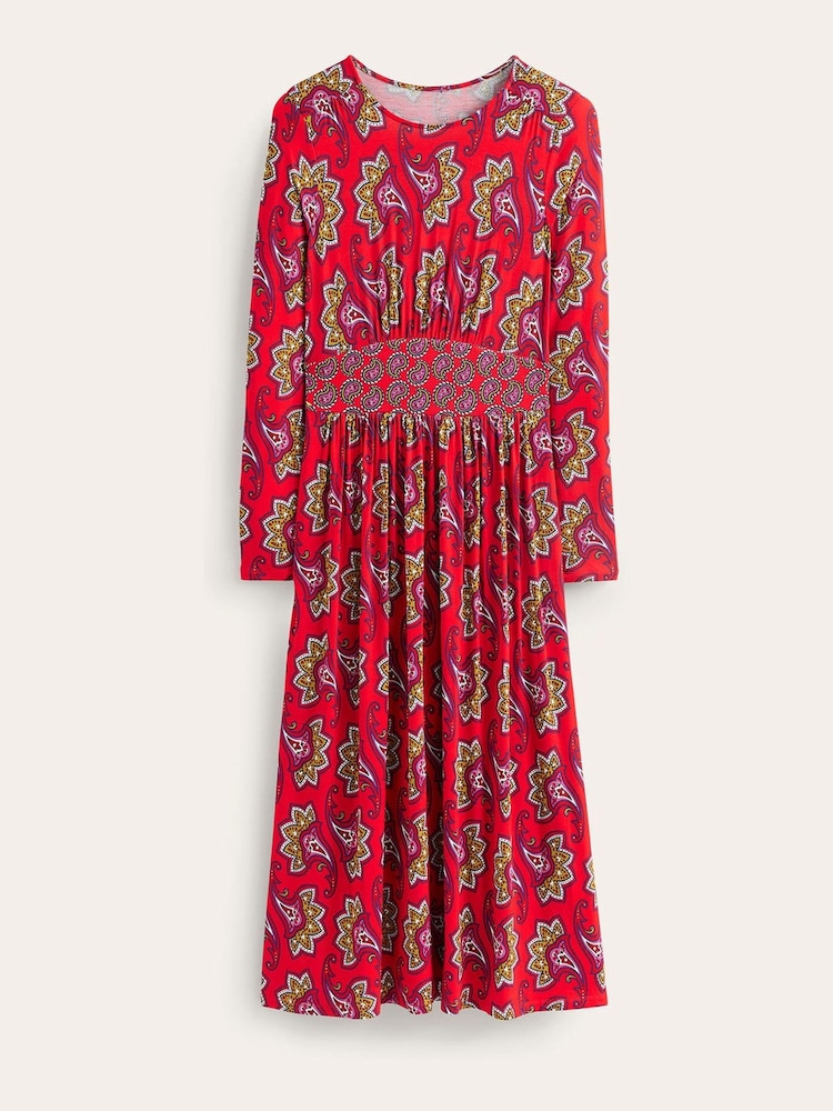 Boden Red Thea Long Sleeve Midi Dress - Image 6 of 6