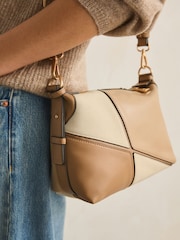 Tan Brown Spliced Colourblock Cross-Body Bag - Image 3 of 9