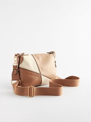 Tan Brown Spliced Colourblock Cross-Body Bag - Image 5 of 9