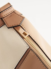 Tan Brown Spliced Colourblock Cross-Body Bag - Image 8 of 9