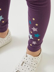 FatFace Purple Star Print Leggings - Image 4 of 5