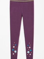FatFace Purple Star Print Leggings - Image 5 of 5