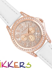 Peers Hardy Girls Tikkers PU Strap Stone Set Case with Glitter Dial White Watch - Image 2 of 6