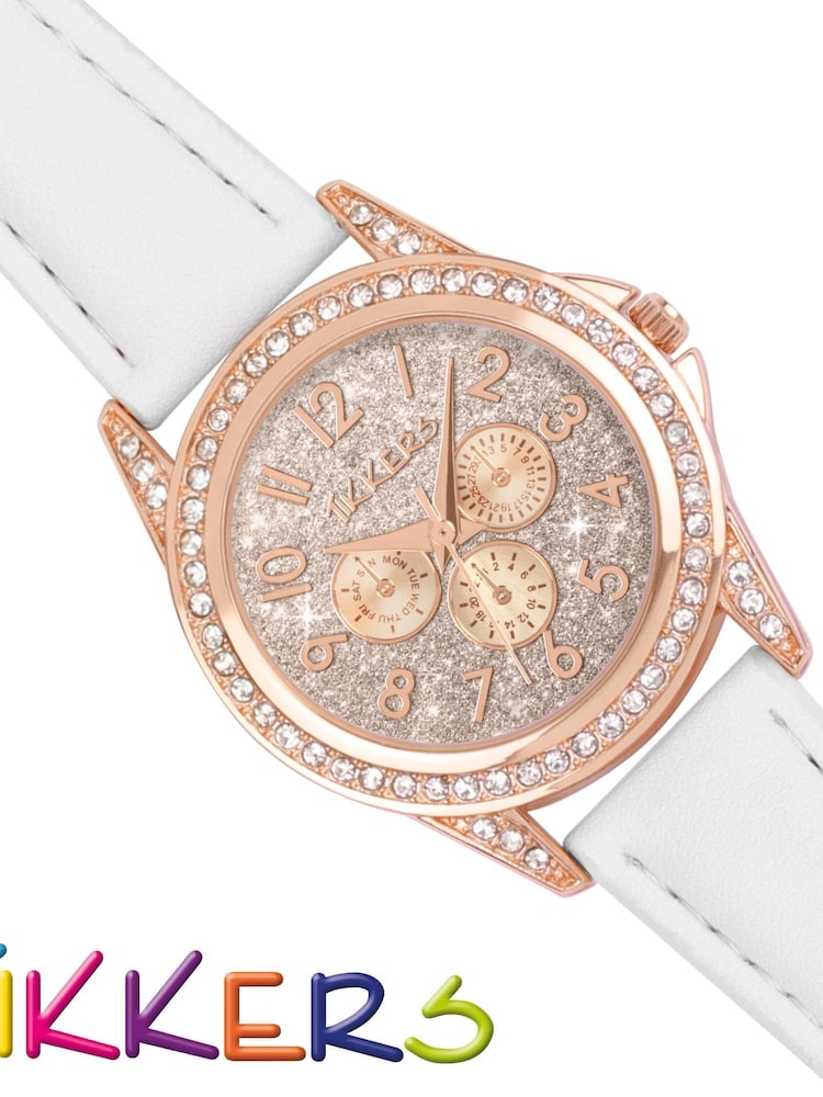 Peers Hardy Girls Tikkers PU Strap Stone Set Case with Glitter Dial White Watch - Image 2 of 6