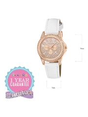 Peers Hardy Girls Tikkers PU Strap Stone Set Case with Glitter Dial White Watch - Image 4 of 6