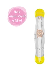 Peers Hardy Girls Tikkers PU Strap Stone Set Case with Glitter Dial White Watch - Image 6 of 6
